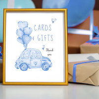 Cartões e presentes Balões Azuis e Carro Aniversár