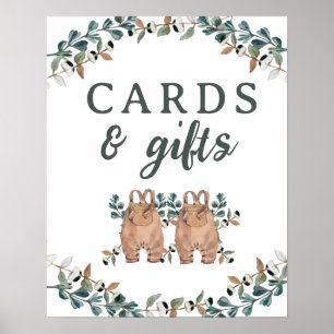 Poster Cartões e presentes Boho Gêmeos Neutros de Gênero