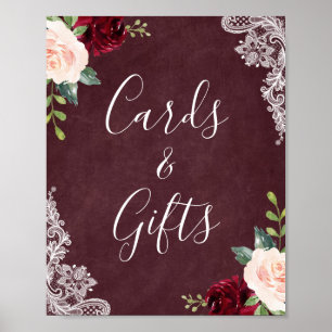 Poster Cartões e Presentes Borgonha Vermelha Blush Lace F