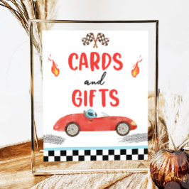 Poster Cartões e Presentes Carros de Corrida Vermelha Doi
