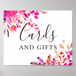 Poster Cartões e presentes. Cartaz de casamento floral ro