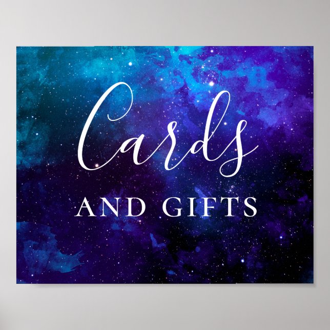 Poster Cartões e presentes. Casamento espaço galáxia noit (Frente)