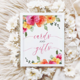 Poster Cartões e presentes chá de fraldas floral brilhant