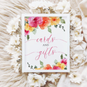 Poster Cartões e presentes chá de fraldas floral brilhant