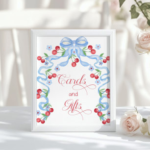 Poster Cartões e presentes Cherry Whimsical Blue Bow