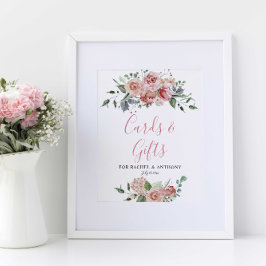 Poster Cartões e presentes com Rosa empoeirado elegante