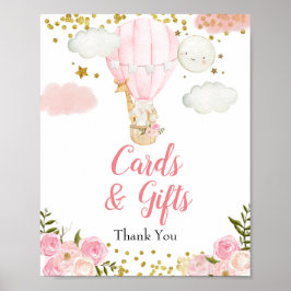 Poster Cartões e presentes, cor-de-rosa, de animais balõe