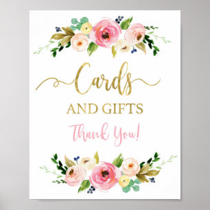 Poster Cartões e presentes, cor-de-rosa e dourado, sigla