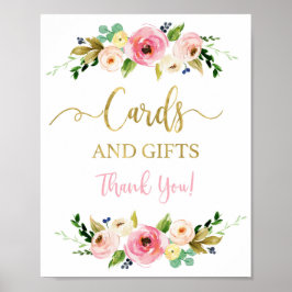 Poster Cartões e presentes cor-de-rosa e dourado, sigla f