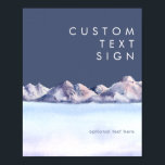 Poster Cartões e presentes da noite da Montanha de invern<br><div class="desc">Esta noite de inverno, cartas e presentes de poster personalizado é exatamente o que você tem procurado para completar seu simples casamento rústico. Projetado com uma aquarela cor rosa e azul pastel que se mistura lindamente em marinhos e realces esbranquiçados que capturam perfeitamente uma noite na natureza. É certo que...</div>