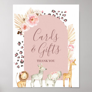 Poster Cartões e Presentes de Animais do Safari de Grama 