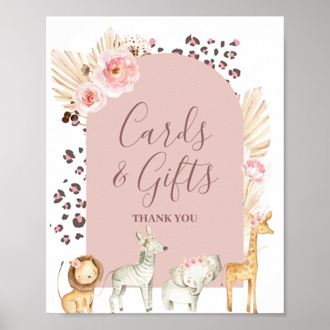 Poster Cartões e Presentes de Animais Safari de Grama Pam (Frente)