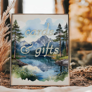 Poster Cartões e presentes de aquarela do Lago Country