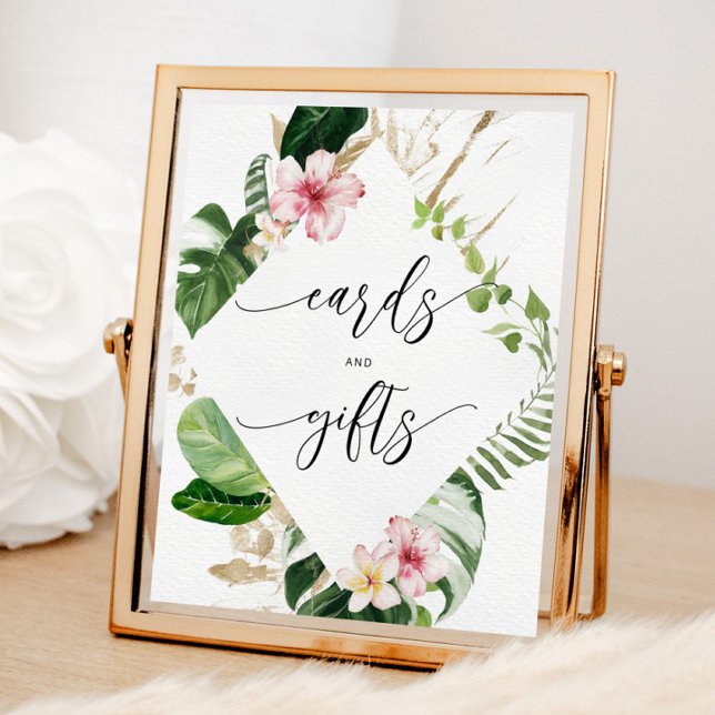 Poster Cartões e presentes de aquarela tropical Monstera (Criador carregado)