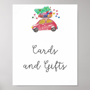 Poster Cartões e presentes de árvores de inverno baby sho