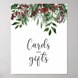 Poster Cartões e presentes de árvores de inverno baby sho