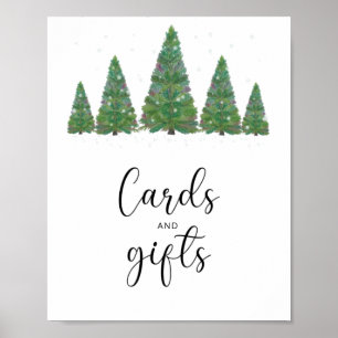 Poster Cartões e presentes de árvores de inverno baby sho