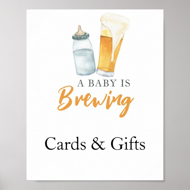 Poster Cartões e presentes de bebê está preparando cervej (Frente)