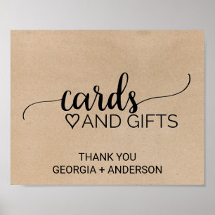 Póster Cartões e presentes de caligrafia simples Faux Kra