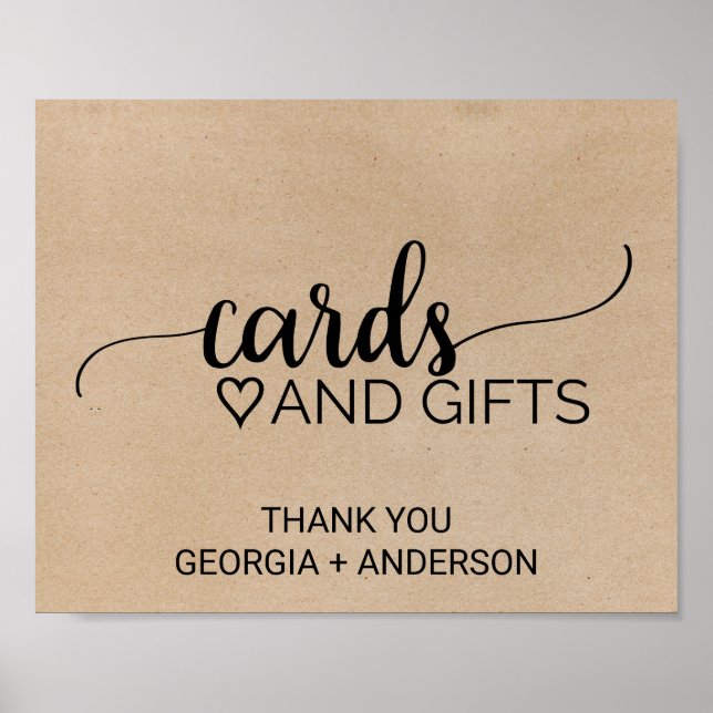 Póster Cartões e presentes de caligrafia simples Faux Kra (Frente)