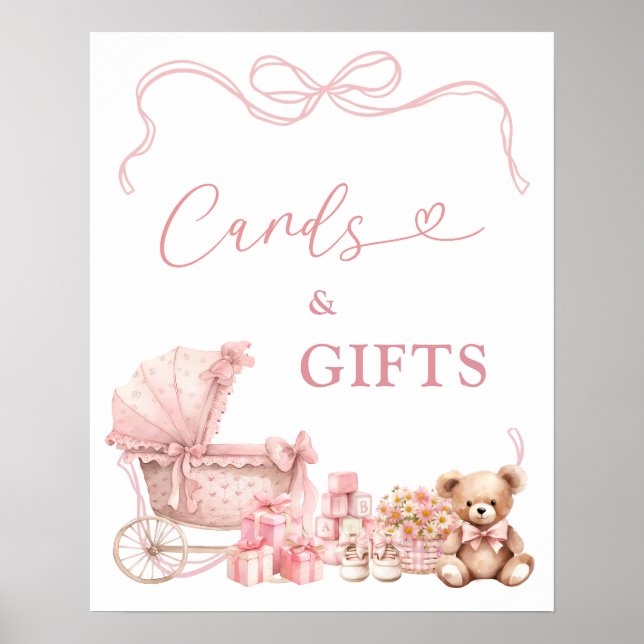 Poster Cartões e Presentes de Carrinho de Bebê Pink Coque (Frente)