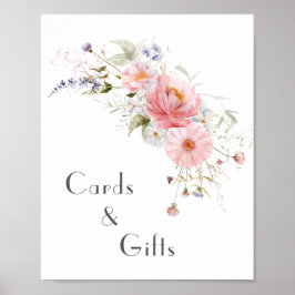 Poster Cartões e presentes de casamento brancos, cor-de-r