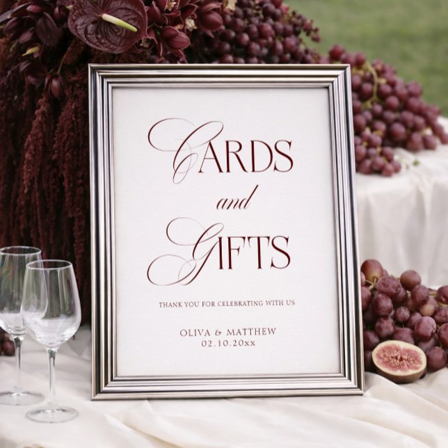 Poster Cartões e Presentes de Casamento Creme e Bordeaux (Criador carregado)