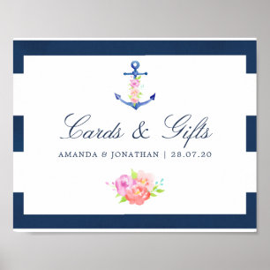 Poster Cartões e Presentes de Casamento Florais Náuticos 
