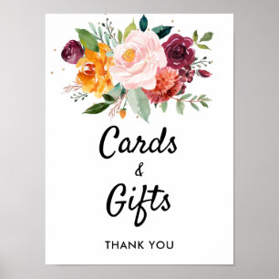 Poster Cartões e presentes de casamentos Florais do Autum