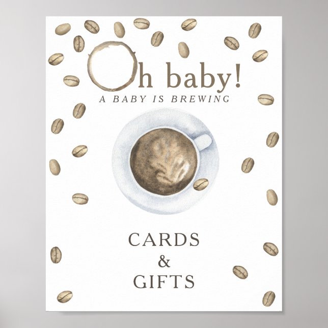 Poster Cartões e presentes de chá de bebê de café (Frente)