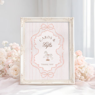Poster Cartões e Presentes de Chá de Bebê Rosa com Cavali