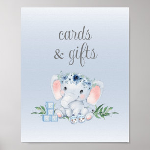 Poster Cartões e presentes de Chá de fraldas de Elefante 