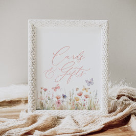 Poster Cartões e presentes de Chá de fraldas de flor selv