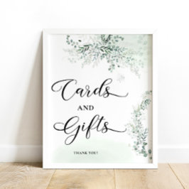 Poster Cartões e presentes de Chá de fraldas Eucalyptus G