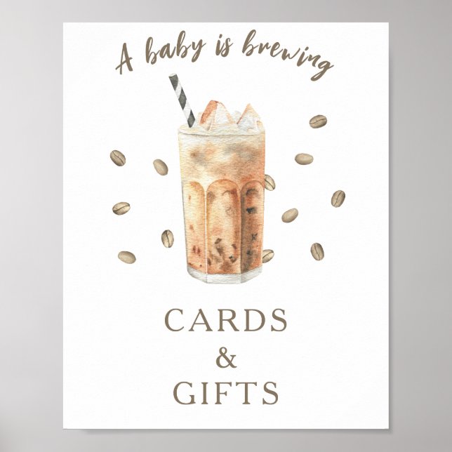 Poster Cartões e presentes de chá de fraldas para café (Frente)