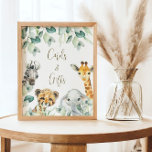 Poster Cartões e presentes de Chá de fraldas Safari Selva<br><div class="desc">Cute a Little Wild é On Way os sinais de chá de fraldas apresentam bonito verde com animais bonitos de safari de aquarelas. Personalize com seus detalhes.</div>