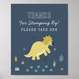 Poster Cartões e Presentes de Dinossauro Fofo Sinal de Fe