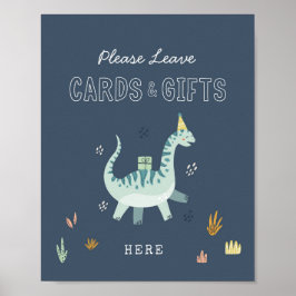 Poster Cartões e Presentes de Dinossauro Fofos Placa de F
