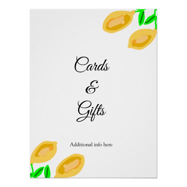 Póster cartões e presentes de folhas de limão desenhados  (Frente)