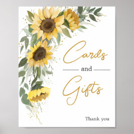 Poster Cartões e Presentes de Girassóis com Aquarela