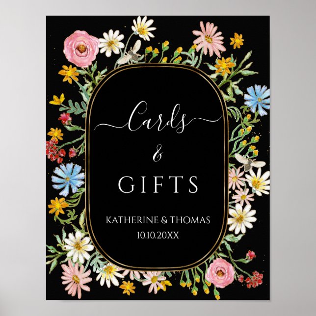 Poster Cartões e Presentes de Grinalda Floral Chic Boho F (Frente)