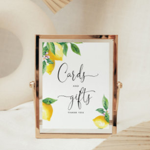 Poster Cartões e presentes de limões em aquarela elegante