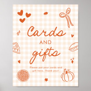 Poster Cartões e Presentes de Outono Laranja Xadrez Cutie
