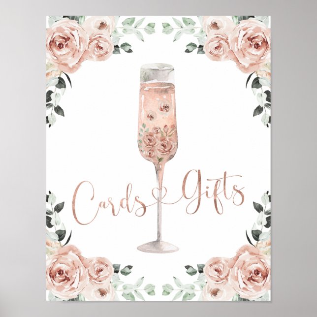 Poster Cartões e Presentes de Prosecco Pétalas de Rosa Em (Frente)