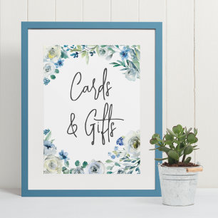 Poster Cartões e presentes de script com manuscrito azul 