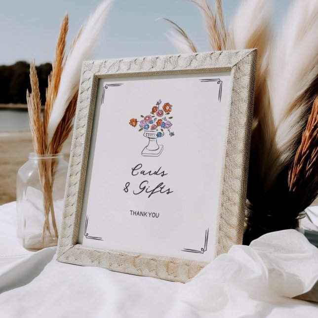 Poster Cartões e Presentes de Urna Floral Desenhada à Mão (Criador carregado)