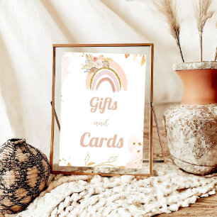 Poster Cartões e presentes do Boho Rainbow Pampas Grass B