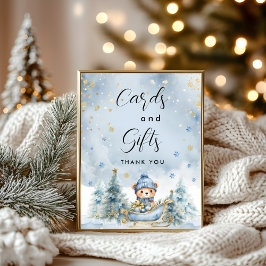 Poster Cartões e presentes do Chá de fraldas do urso de i