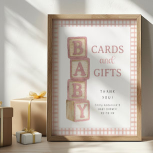 Poster Cartões e Presentes Dusty Rose Baby Blocks para Ch