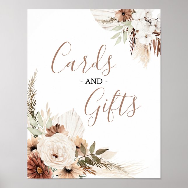 Poster Cartões e Presentes Elegantes Bege Boho Pampas Gra (Frente)